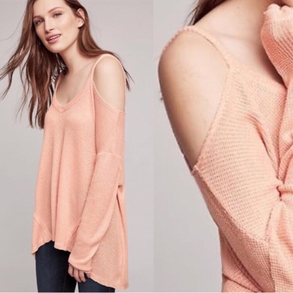 Anthropologie Cold Shoulder Peach Top Size Small